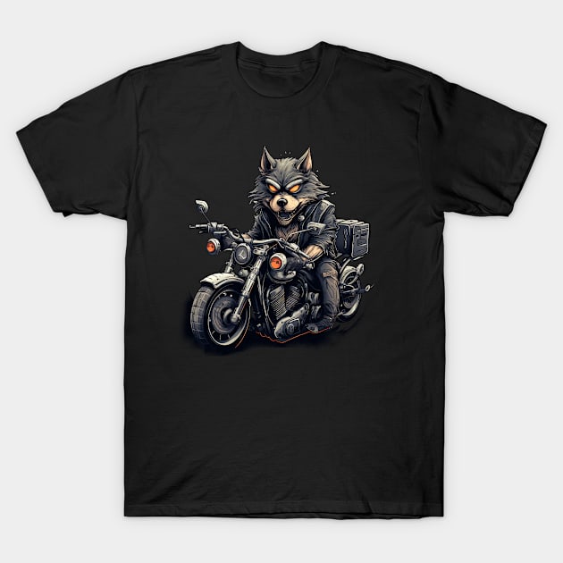 Fox Biker Retro Motorcycle T-Shirt by Nenok